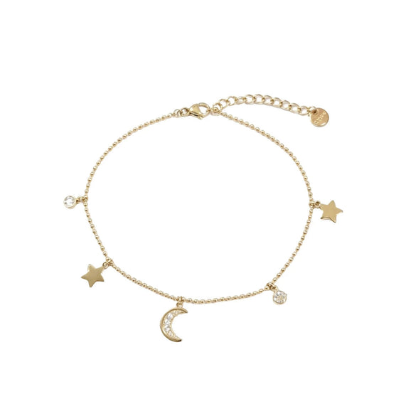 Wholesale Star And Crescent Moon Stainless Steel Vacuum Plated Bracelet For Women Girly Style