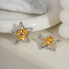 Wholesale Star Earrings In Gold And Silver Two Color Fashion Design Made Of Titanium Steel With Pvd Furnace Vacuum Real Gold Plating For Women