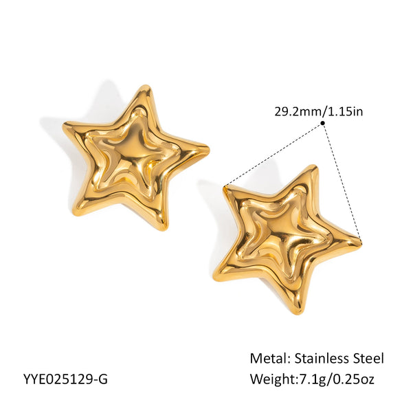 Wholesale Star Earrings In Gold And Silver Two Color Fashion Design Made Of Titanium Steel With Pvd Furnace Vacuum Real Gold Plating For Women