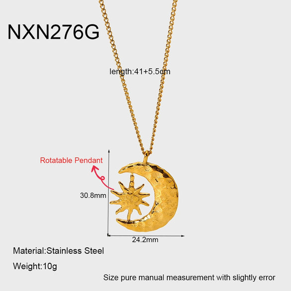 Wholesale Star Shape Gold Plated Stainless Steel Rotatable Pendant Necklace For Women And Unisex