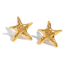 Wholesale Star Shaped Swirl Pattern Stainless Steel Earrings With Vacuum Real Gold Plating For Women