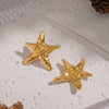 Wholesale Star Shaped Swirl Pattern Stainless Steel Earrings With Vacuum Real Gold Plating For Women