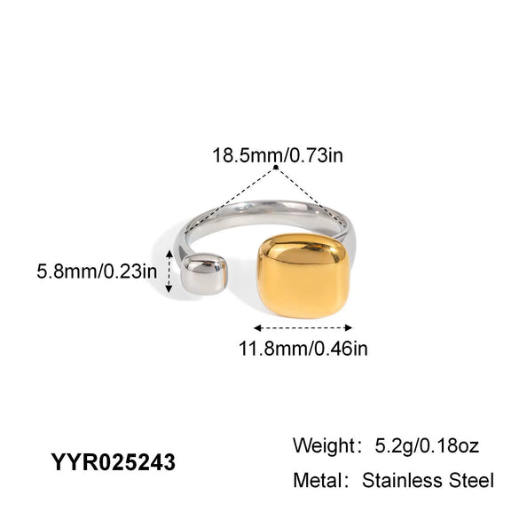 Wholesale Star Shell Opening Ring In Gold And Silver Color Matching Retro Simple Cold Wind Style Stainless Steel Jewelry With Pvd Furnace Vacuum Real Gold Plating For Women