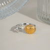 Wholesale Star Shell Opening Ring In Gold And Silver Color Matching Retro Simple Cold Wind Style Stainless Steel Jewelry With Pvd Furnace Vacuum Real Gold Plating For Women