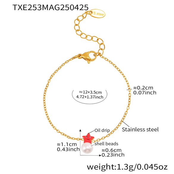Wholesale Starfish Beads Stainless Steel Jewelry Set For Girls With Electroplating Earrings Necklace Bracelet Ring