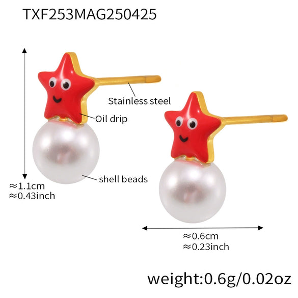 Wholesale Starfish Beads Stainless Steel Jewelry Set For Girls With Electroplating Earrings Necklace Bracelet Ring