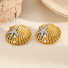 Wholesale Starfish Shell Stainless Steel Geometric Earrings Electroplated For Ladies