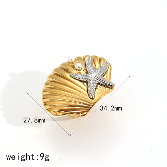 Wholesale Starfish Shell Stainless Steel Geometric Earrings Electroplated For Ladies