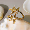 Wholesale Starfish Shell Zircon Open Index Finger Ring In Stainless Steel With Electroplating Geometric Style For Women
