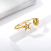 Wholesale Starfish Zircon Opening Adjustable Ring Copper Jewelry Electroplated For Women And Unisex
