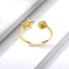 Wholesale Starfish Zircon Opening Adjustable Ring Copper Jewelry Electroplated For Women And Unisex