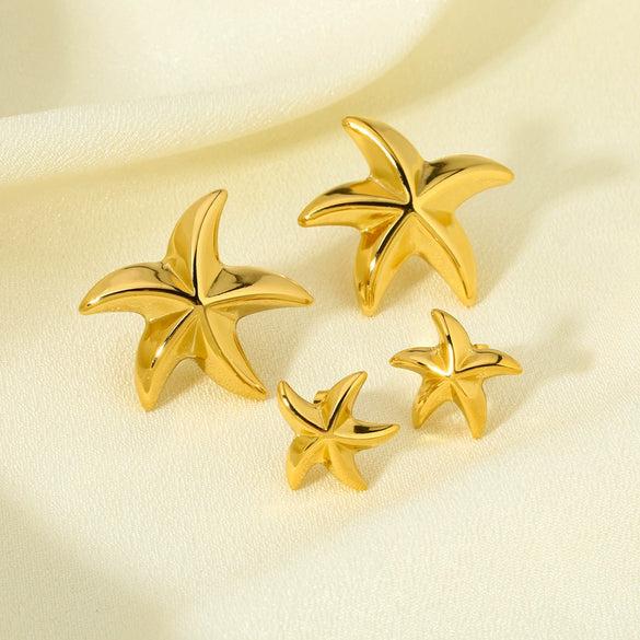 Wholesale Starfish Zodiac Animals Style Stainless Steel 16K Gold Plated Earrings For Women
