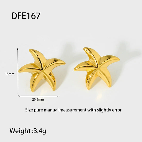 Wholesale Starfish Zodiac Animals Style Stainless Steel 16K Gold Plated Earrings For Women
