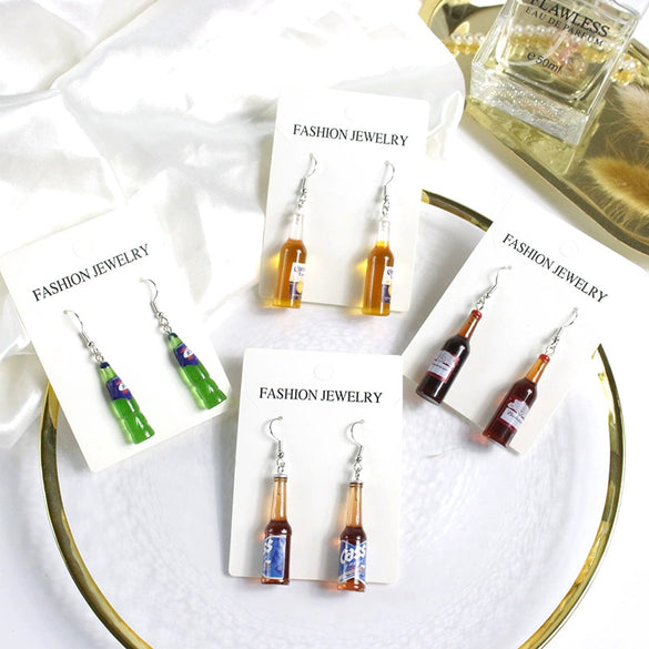 Wholesale Statement Wine Bottle Pendant Earrings For Men And Women Plastic And Resin Design