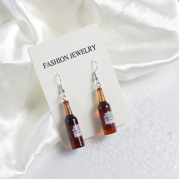 Wholesale Statement Wine Bottle Pendant Earrings For Men And Women Plastic And Resin Design