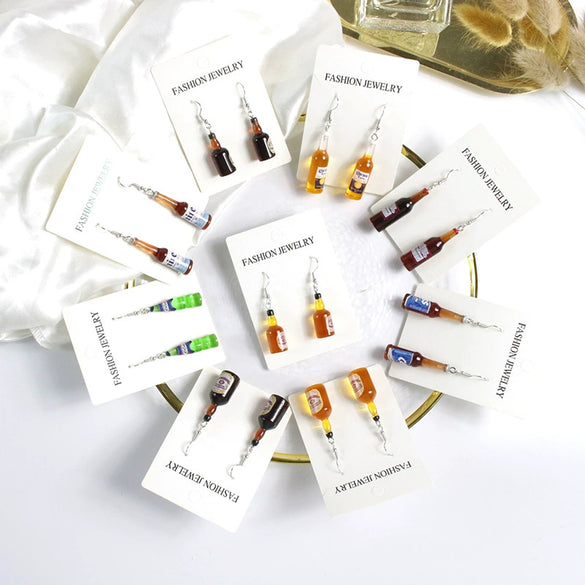 Wholesale Statement Wine Bottle Pendant Earrings For Men And Women Plastic And Resin Design