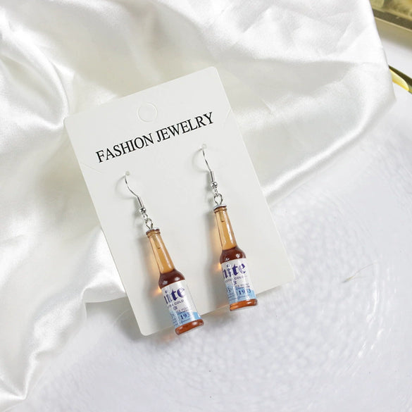 Wholesale Statement Wine Bottle Pendant Earrings For Men And Women Plastic And Resin Design