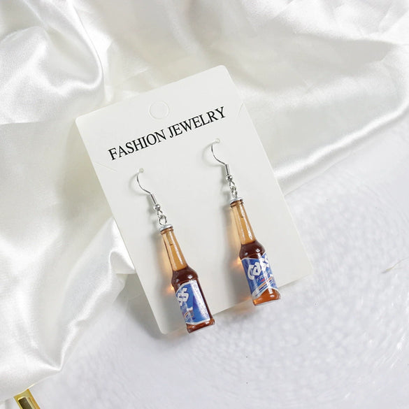 Wholesale Statement Wine Bottle Pendant Earrings For Men And Women Plastic And Resin Design