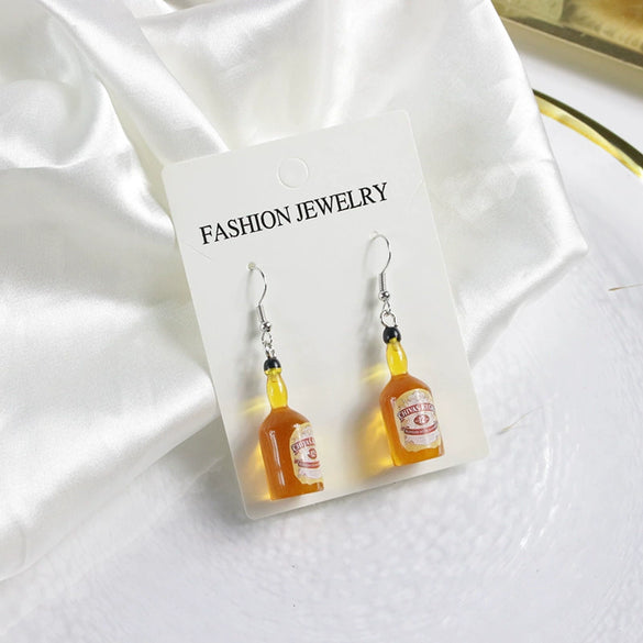 Wholesale Statement Wine Bottle Pendant Earrings For Men And Women Plastic And Resin Design