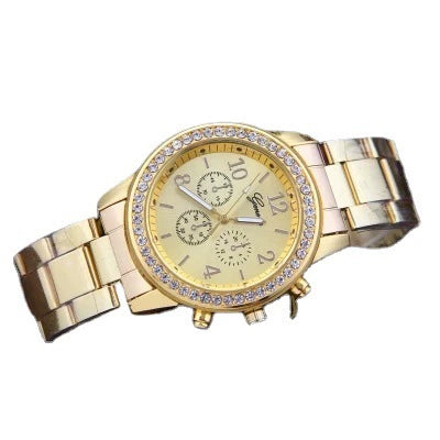 Wholesale Steel Band Rhinestone Watches For Men And Women Round Dial Leisure Style