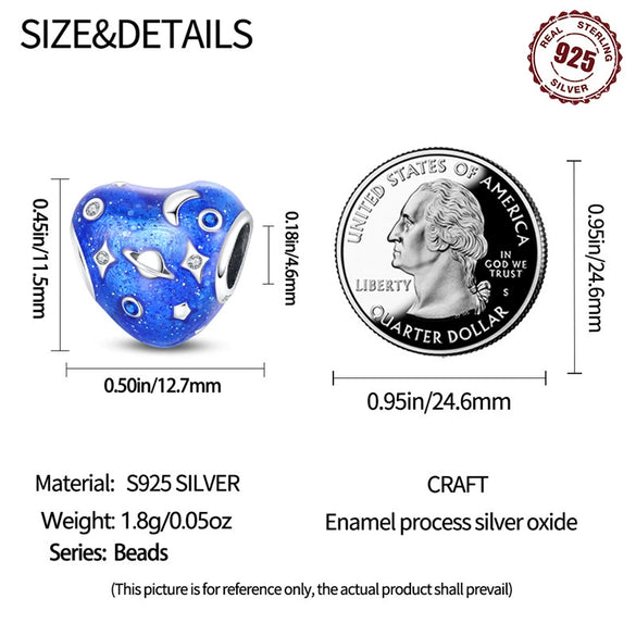 Wholesale Sterling Silver Accessories Charm Earth Moon String Jewelry Epoxy Design Diy Bracelet