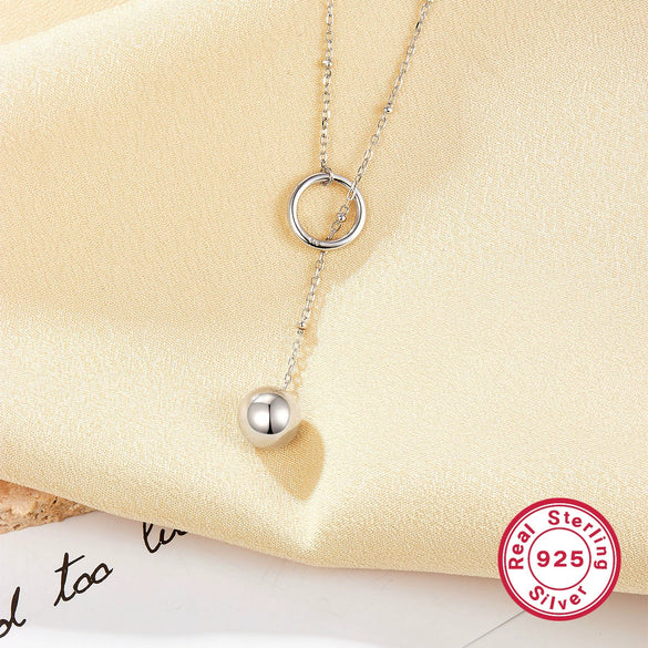 Wholesale 925 Sterling Silver Adjustable Stretch Round Beads Necklace With Geometric Design And Electroplating For Women