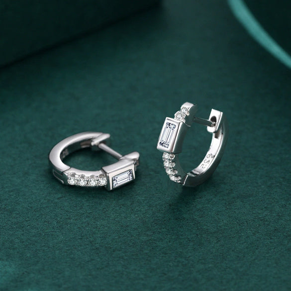 Wholesale 925 Sterling Silver Allmatch Geometric Microinlaid Ear Buckle