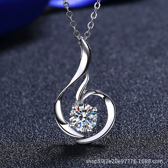 Wholesale 925 Sterling Silver Animals Zodiac Style Swan Pendant Necklace With Simulation Diamond And Cross Chain