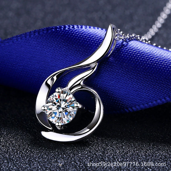 Wholesale 925 Sterling Silver Animals Zodiac Style Swan Pendant Necklace With Simulation Diamond And Cross Chain