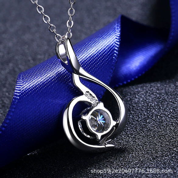 Wholesale 925 Sterling Silver Animals Zodiac Style Swan Pendant Necklace With Simulation Diamond And Cross Chain