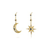 Wholesale 925 Sterling Silver Asymmetric Star Moon Zircon Earrings For Women