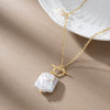 Wholesale 925 Sterling Silver Baroque Pearl Buckle Necklace Geometric Style Electroplated For Women