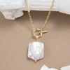 Wholesale 925 Sterling Silver Baroque Pearl Buckle Necklace Geometric Style Electroplated For Women