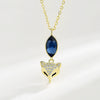 Wholesale Sterling Silver 925 Blue Crystal Fox Zircon Inlaid Electroplated Cross Chain Women's Fashion Pendant Necklace