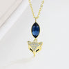 Wholesale Sterling Silver 925 Blue Crystal Fox Zircon Inlaid Electroplated Cross Chain Women's Fashion Pendant Necklace