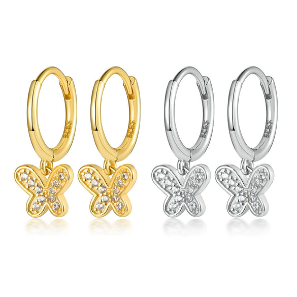 Wholesale 925 Sterling Silver Butterfly Animal Zodiac Zirconia Inlaid Earring Accessories