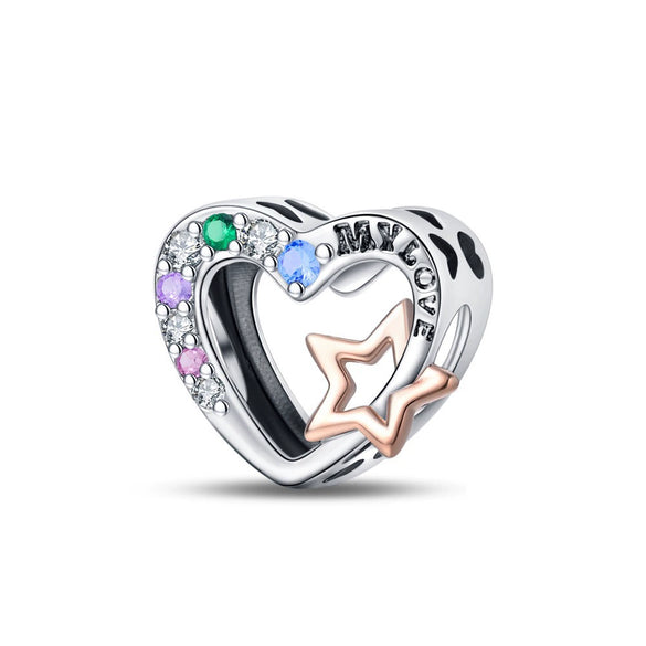 Wholesale 925 Sterling Silver Charm Crystal Star Moon Sun Beads Jewelry Bracelet Accessories With Dripping Oil Design For Women