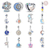 Wholesale 925 Sterling Silver Charm Crystal Star Moon Sun Beads Jewelry Bracelet Accessories With Dripping Oil Design For Women