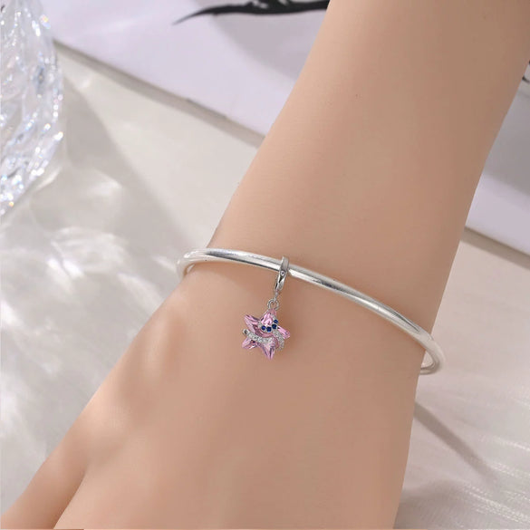 Wholesale 925 Sterling Silver Charm Crystal Star Moon Sun Beads Jewelry Bracelet Accessories With Dripping Oil Design For Women