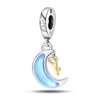 Wholesale 925 Sterling Silver Charm Crystal Star Moon Sun Beads Jewelry Bracelet Accessories With Dripping Oil Design For Women