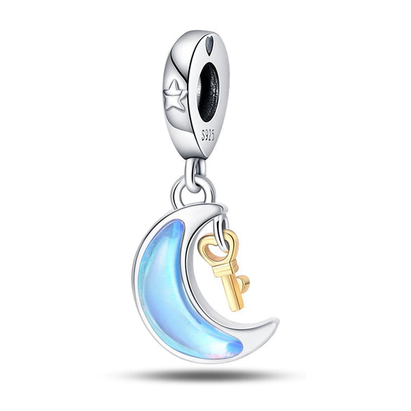 Wholesale 925 Sterling Silver Charm Crystal Star Moon Sun Beads Jewelry Bracelet Accessories With Dripping Oil Design For Women