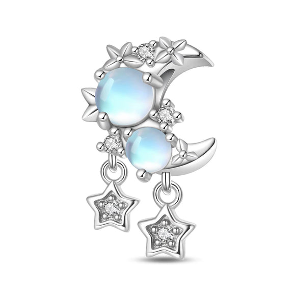 Wholesale 925 Sterling Silver Charm Crystal Star Moon Sun Beads Jewelry Bracelet Accessories With Dripping Oil Design For Women