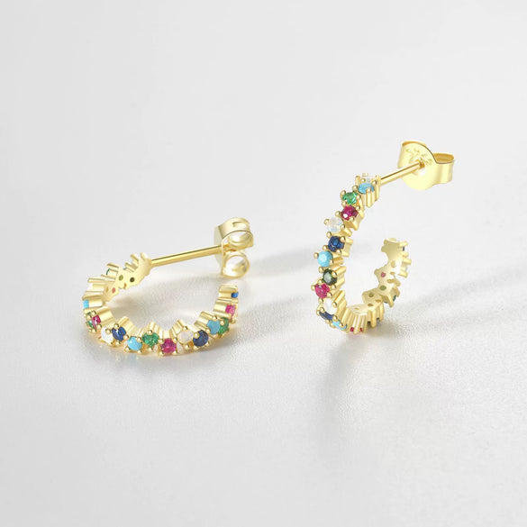 Wholesale 925 Sterling Silver Circle Women's Earrings With Distinctive Niche Fashion Design And Electroplated 18K Gold Finish