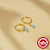 Wholesale 925 Sterling Silver Classic All Match Turquoise Earrings With Geometric Design And Electroplating For Women