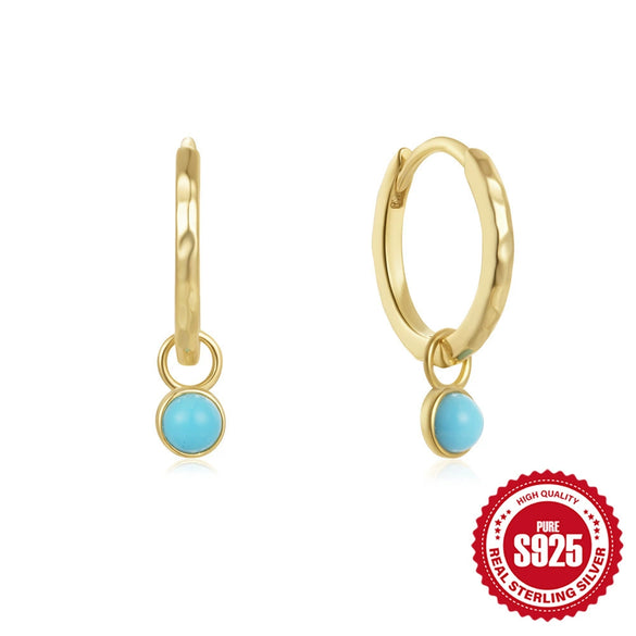 Wholesale 925 Sterling Silver Classic All Match Turquoise Earrings With Geometric Design And Electroplating For Women