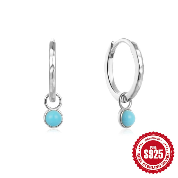 Wholesale 925 Sterling Silver Classic All Match Turquoise Earrings With Geometric Design And Electroplating For Women