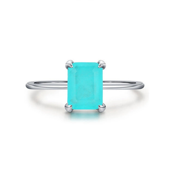 Wholesale 925 Sterling Silver Classic Four Claw Imitation Tourmaline Women's Ring With Geometric Design And Seiko Craft