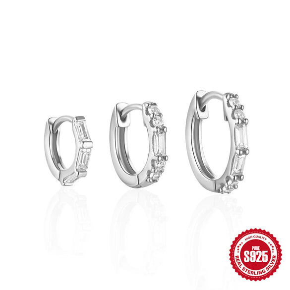Wholesale 925 Sterling Silver Classic Minimalist Diamond Earrings With Electroplating Treatment