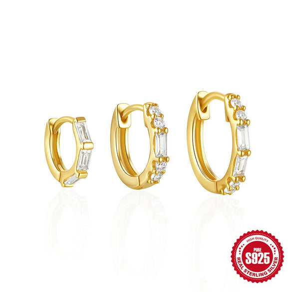 Wholesale 925 Sterling Silver Classic Minimalist Diamond Earrings With Electroplating Treatment