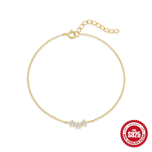 Wholesale 925 Sterling Silver Classic Single Row Diamond Encrusted Geometric Minimalist Electroplated All Match Women's Bracelet